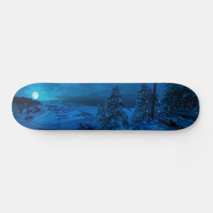Skateboard La côte maritime d'hiver au clair de lune