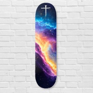 Skateboard La Croix des Trois Clous Galaxie Violette Chrétien