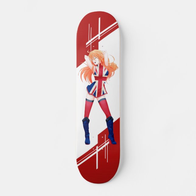 Skateboard La fille d'Union Jack Manga s'est habillée dans le (Recto)
