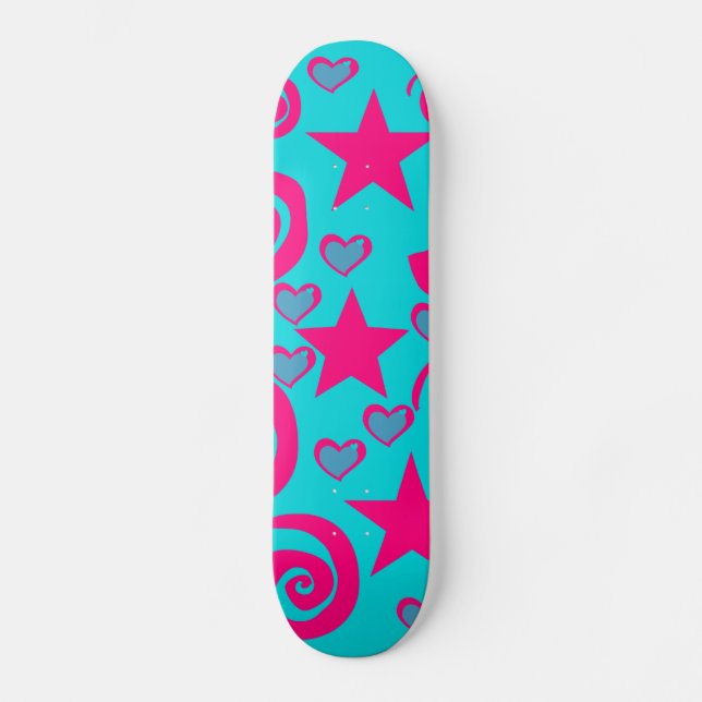 Skateboard La rose indien bleue turquoise Girly tient le (Recto)