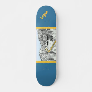 Skateboard La route dans les montagnes design noir et blanc