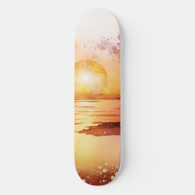 Skateboard La série de plage à l'aquarelle Design 3 (Recto)