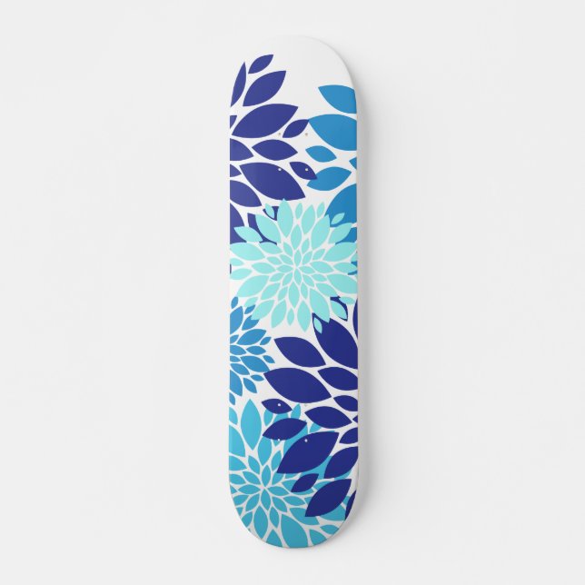 Skateboard La turquoise turquoise assez bleue fleurit l'art (Devant)