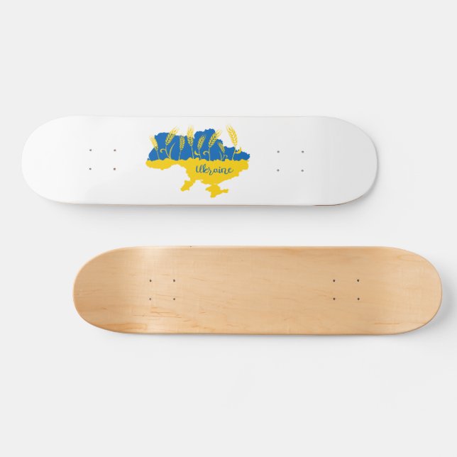 Skateboard La typographie ukrainienne et l'oreille au blé sur (Horz)