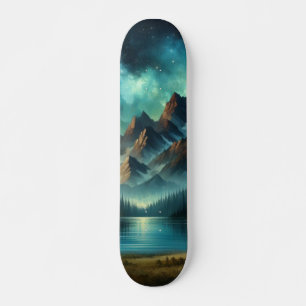 Skateboard Lac Mountain/cabine sous les étoiles
