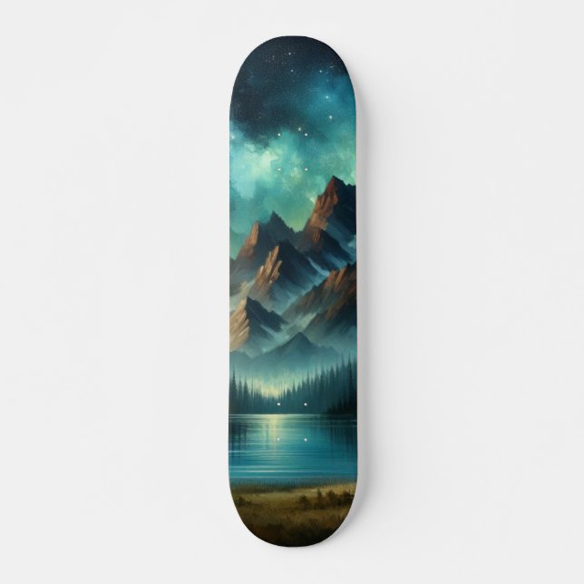 Skateboard Lac Mountain/cabine sous les étoiles (Devant)