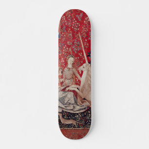 Skateboard Lady et Unicorne Vue de la Tapisserie Médiévale
