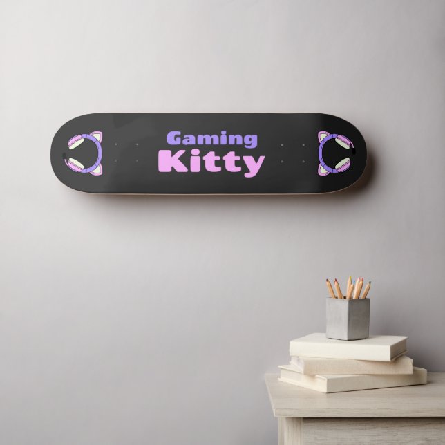 Skateboard Lady Gamer - Gaming Kitty (Art mural (Horz))