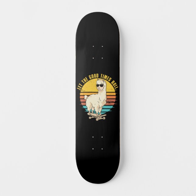 Skateboard Laissez Les Bons Tomes Rouler Patinage Llama (Recto)