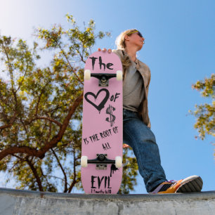 Skateboard L'amour de l'argent Doodle rose Evil