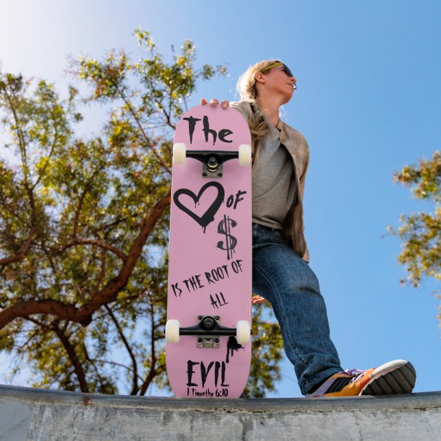 Skateboard L'amour de l'argent Doodle rose Evil  (Extérieur 1)