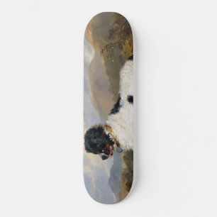 Skateboard Landseer Newfoundland Dog (animal noir et blanc)