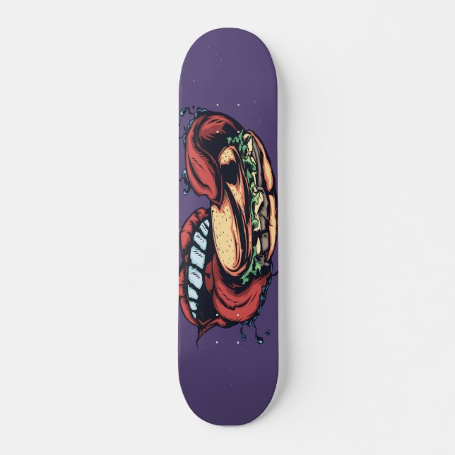 Skateboard Langue de bouche et hamburger (Devant)