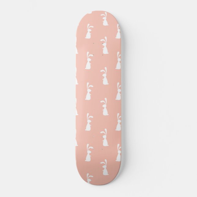 Skateboard Lapin Blanc Joyeuses Pâques Féminin Pastel Rose Pr (Recto)
