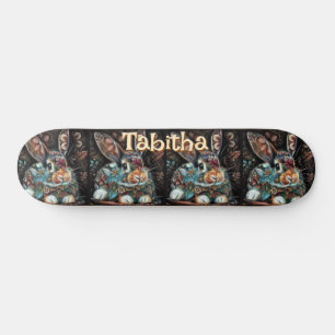 Skateboard Lapin lapin Whimsical Floral Personnalisé