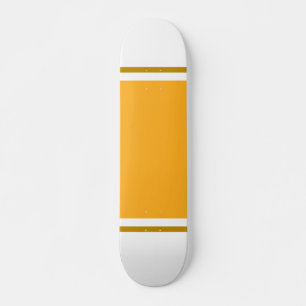 Skateboard Large Golden Jaune Brown Racing Stripes Sur Blanc