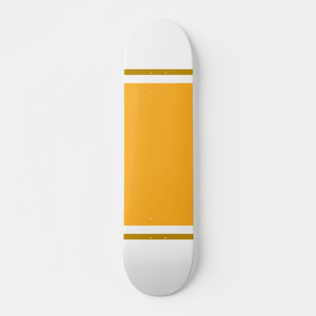 Skateboard Large Golden Jaune Brown Racing Stripes Sur Blanc (Devant)