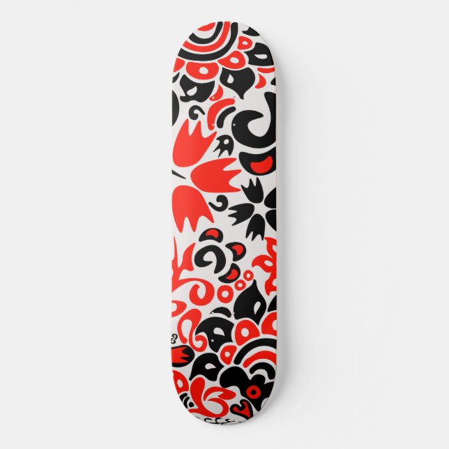 Skateboard L'art populaire ukrainien motif floral abstact (Recto)