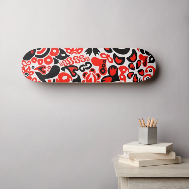 Skateboard L'art populaire ukrainien motif floral abstact (Art mural (Horz))