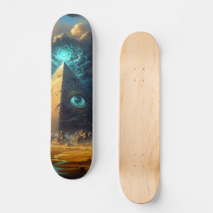 Skateboard L'art pyramidal bleu mystique