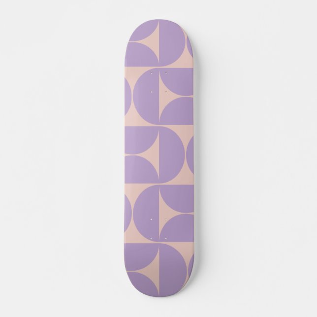 Skateboard Lavande Motif moderne du milieu du siècle (Devant)