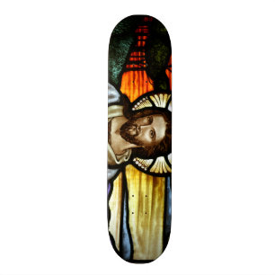 Skateboard Le Bon Pasteur; Jésus sur le vitrail