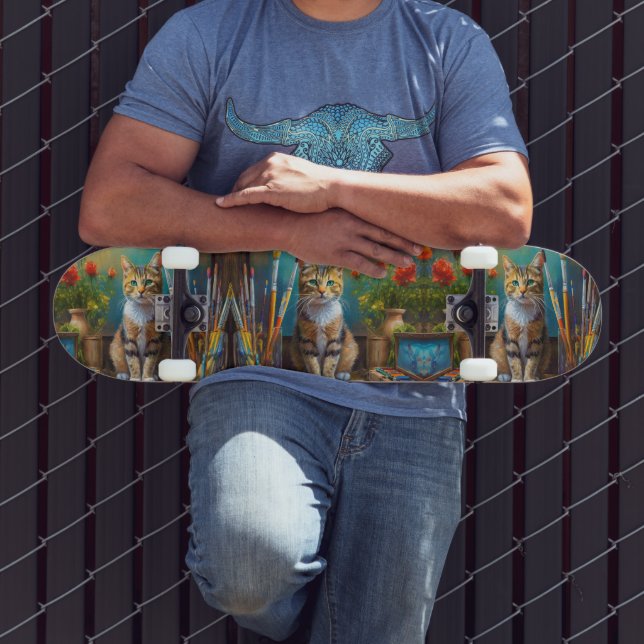 Skateboard Le Chat Artistique (Extérieur 3)