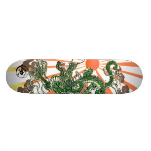 Skateboard Le dragon et le soleil levant