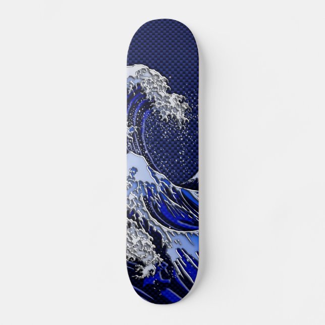 Skateboard Le Grand Hokusai Wave chrome fibre de carbone Déco (Recto)