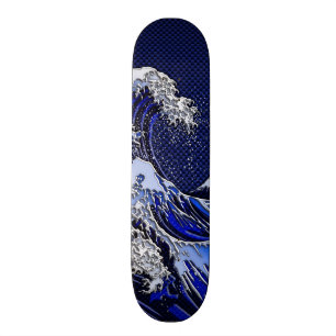 Skateboard Le Grand Hokusai Wave chrome fibre de carbone Déco