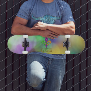 Skateboard Le Joe festif de SlipperyJoe thème Mardi Gras viol