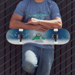 Skateboard Le personnage de bonhomme de neige de Noël adorabl