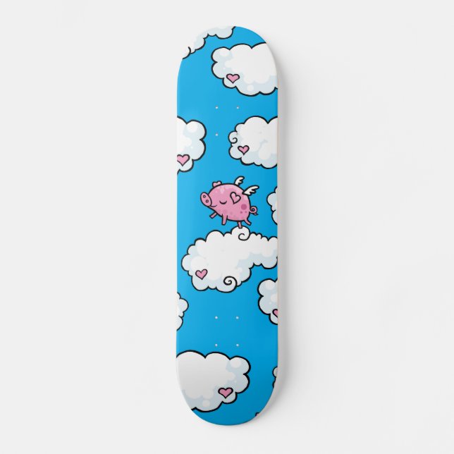 Skateboard Le porc de vol danse sur des nuages (Recto)