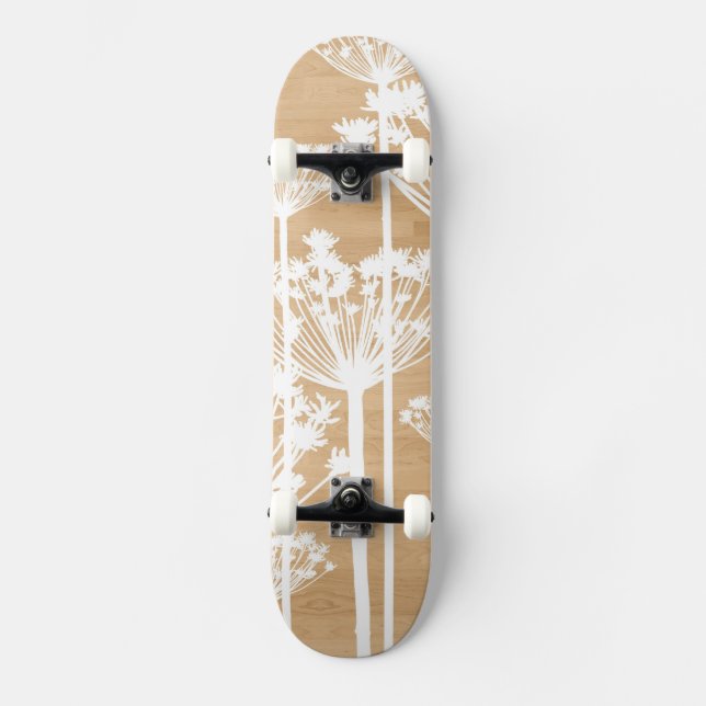 Skateboard Le souhait en bois d'arrière - plan fleurit le (Recto)