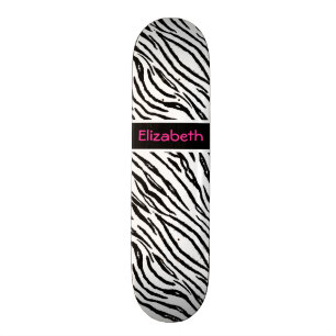 Skateboard Le tigre noir et blanc à la mode barre le nom ros