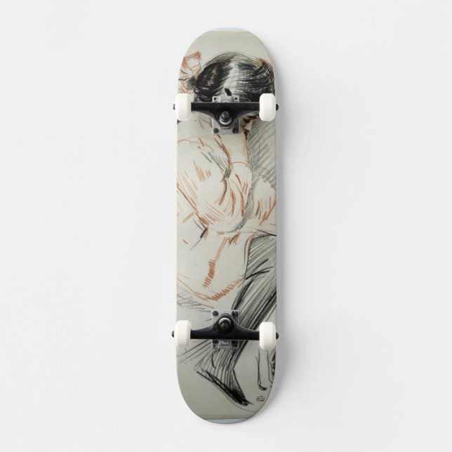 Skateboard Lecture de Paulette se reposant sur son chien de (Recto)