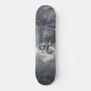 Skateboard Leo Zodiac Sign in Grunge Distressed Decor