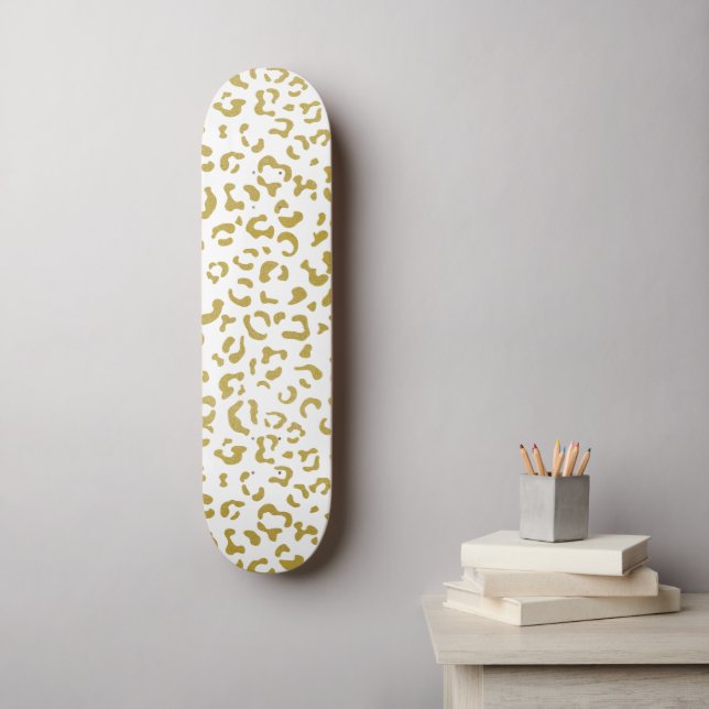 Skateboard Leopard d'or, Parties scintillant d'or, Empreinte  (Art mural)