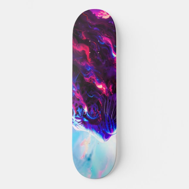 Skateboard Léopard néon cosmique futuriste (Recto)