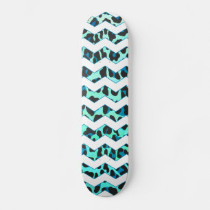 Skateboard Léopard noir et Turquoise