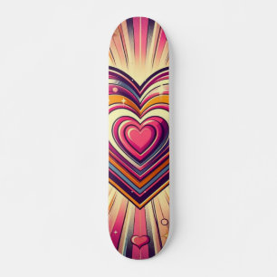 Skateboard les années 70 coeur pop art/Valentines