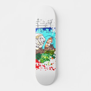 Skateboard Les cochons de Guinée dans une cage