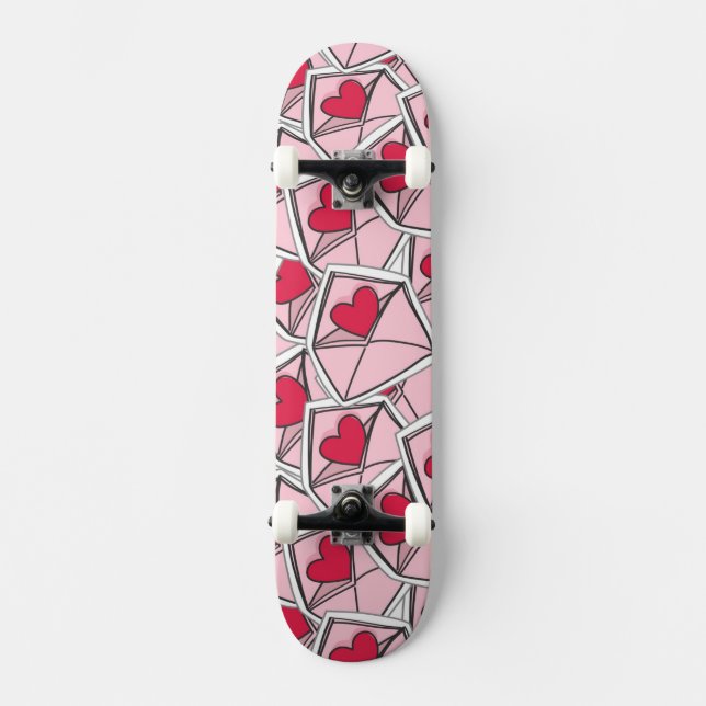 Skateboard Les coeurs de Valentine sur des enveloppes (Recto)