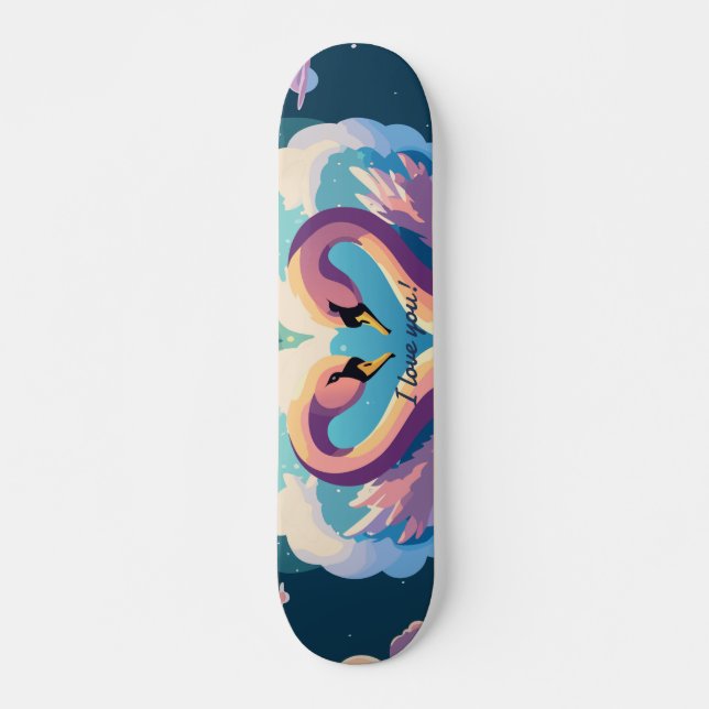 Skateboard Les cygnes amoureux (Devant)