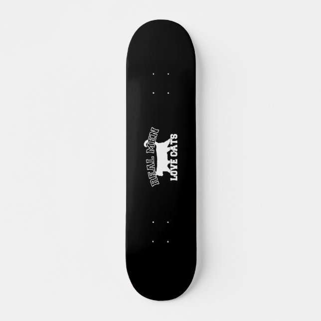 Skateboard Les vrais hommes aiment les chats Silhouette (Devant)