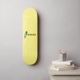 Skateboard LETTRE D'ART suédois moderne Carte Drapeau Souveni