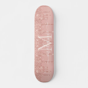 Skateboard Lettre de nom personnalisée rose Parties scintilla