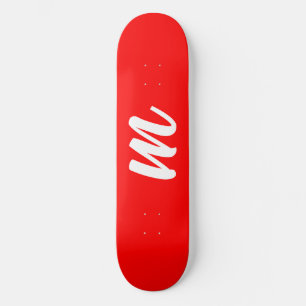 Skateboard LETTRE INITIALE CalliGRAPHIQUE BLANCHE ROUGE