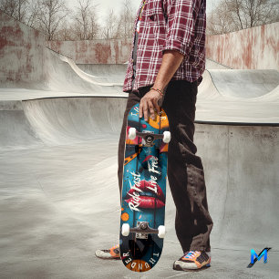 Skateboard Lèvres Gras Pop Art - Devise Ride Fast, Live Free