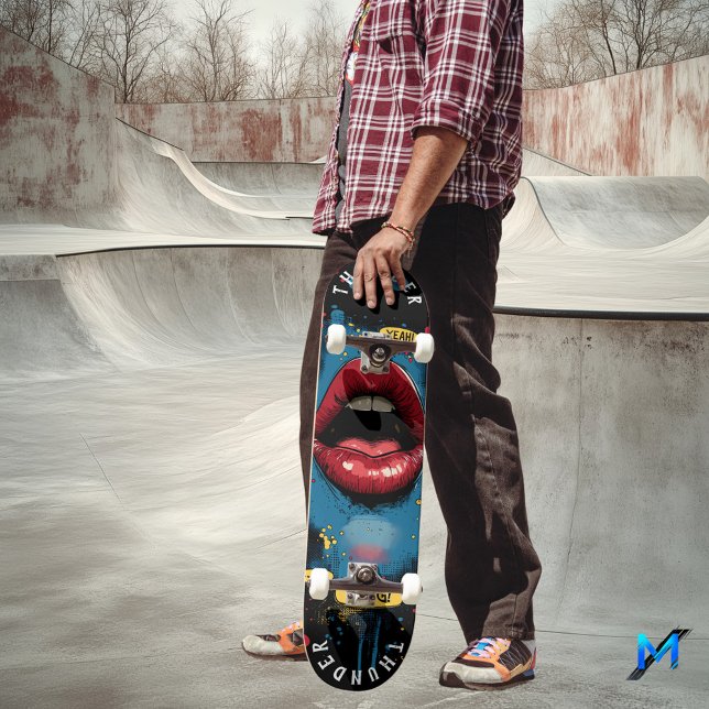 Skateboard Lèvres Pop Art avec Expressions de Bande Dessinée  (Créateur téléchargé)